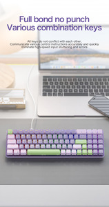 คีย์บอร์ดกลไกแบบมีสาย LED สีรุ้งสำหรับเล่นเกมและทำงานติดหน้าต่าง - Product Image 5