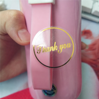 Autocollants de remerciement - Autocollants ronds personnalisés en BOPP transparent, découpés à la forme, avec estampage à chaud en feuille d'or, adhésifs pour boîtes cadeaux, pâtisseries et fêtes de mariage