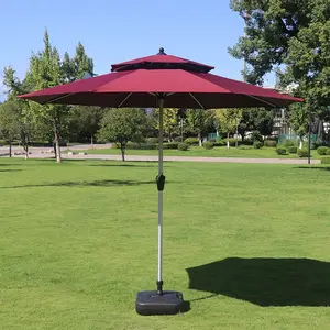 High quality double layer Aluminium outdoor patio umbrella parasol with crank beach umbrella polyester