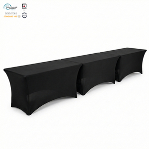 Housse de table extensible moderne en spandex ivoire de 8 pieds, imperméable et personnalisable, pour un ajustement parfait - Product Image 1