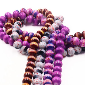 Cuentas de Vidrio Blancas de 10 mm con Base Blanca y Diseño de Salpicaduras, Cuentas Sueltas Mixtas de Color Rosa, Morado y Verde <span class=keywords><strong>para</strong></span> Hacer Pulseras y Joyería de Verano - Product Image 5