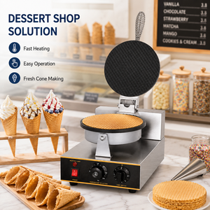 Compact Countertop Electric Ice Cream Cone Machine 1200W Professional Round Waffle Cone Baker Stainless Steel for Cafe Food Truc - Product Image 4