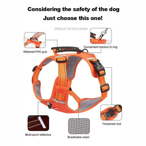 ソフト通気性エアメッシュ防水オックスフォード調節可能なペットハーネスベスト反射プルなしハンドル付きビッグドッグハーネス - Product Image 3