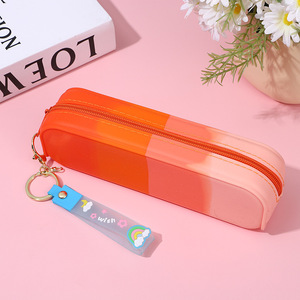Nouvelle trousse à crayons créative en silicone pour l'école et le bureau, portable, rectangulaire, dégradé, pour étudiants, fournitures de rangement transfrontalières - Product Image 4