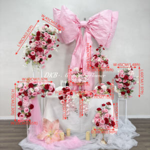 Meilleure vente rose et blanc fleur artificielle décor ensemble rose papier artificiel arc Premium mariage toile de fond décor - Product Image 2
