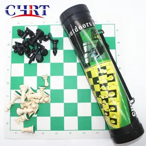 CHRT Roll-up Travel Chess Set Great Travel Toy Games Tournament Plastic Outdoor Chess Set with Board