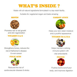 Suplemento orgánico para el crecimiento del cabello con etiqueta privada OEM al por mayor, gominolas de biotina, gominosas, vitaminas para la piel y las uñas del cabello - Product Image 5