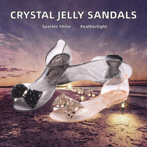 Jelly Rhinestone Flat Sexy Crystal Light Weight Breathable Summer <b>Open</b>-Toed Women's Plastic Fish Mouth - Product Image 2