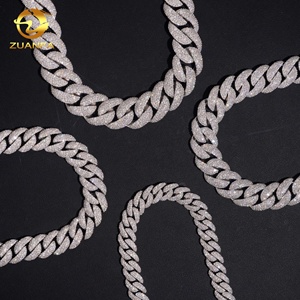 Мужская цепочка Cuban Link из серебра 925 пробы с муассанитом, инкрустированная камнями, в стиле хип-хоп, 12 мм, 15 мм, 18 мм, 20 мм - Product Image 4