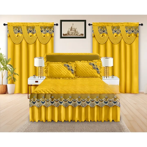5 Piece Quilted Bed Skirt Set With <strong>Valances</strong> Luxury Lace Embroidery Bed Skirt Bed <strong>Sheets</strong> Set <strong>King</strong> <strong>Size</strong> Bedding Set With Curtains - Product Image 4
