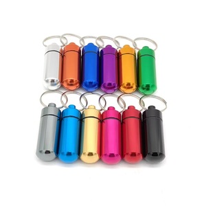 Porte-clés cylindrique léger en aluminium HR Outdoor, modèle bouteille de médicaments -0028, mini porte-clés étanche à suspendre - Product Image 1