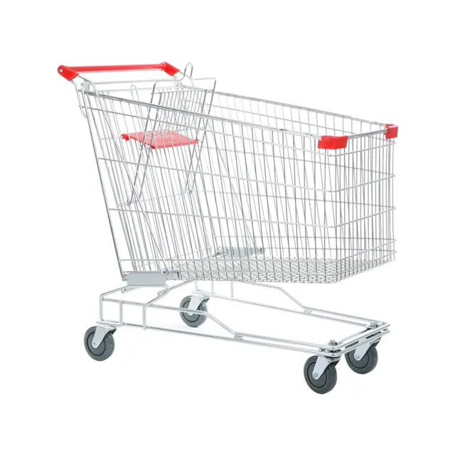 KAIJIA High Quality 240L Heavy Duty Asian Type Grocery shopping cart supermarket shopping trolley cart