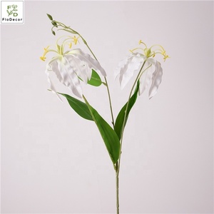 Di alta qualità 74CM popolare 3 teste artificiale vero tocco fiamma giglio bianco arancione per la casa di nozze centro decorazione di disposizione del tavolo - Product Image 5