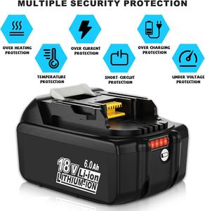 Batería de Repuesto de Iones de Litio BL1860 con Certificación CE para Batería <span class=keywords><strong>Makita</strong></span> de 6 Ah y 18 V, Kit Combinado de Taladro Eléctrico BL1830 BL1850 - Product Image 4
