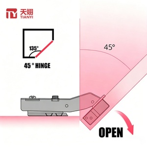 TIANYI Wholesale Furniture Hardware 45° Cold Rolled Steel <b>Cabinet</b> Hinge Soft Close Hydraulic <b>Corner</b> Hinge for Cupboard Closet - Product Image 5