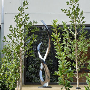 Escultura abstracta de arte metálico para jardín de acero inoxidable con espejo moderno personalizado - Product Image 3