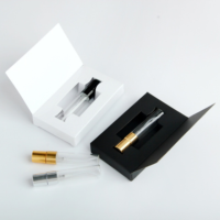 Tube de parfum en verre 5ml 10ml, flacon d'emballage, mini échantillon de parfum, vaporisateur, boîte cadeau, impression sérigraphique, revêtement UV, 2 pièces