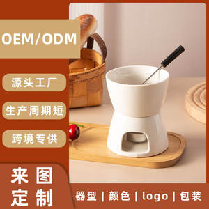 Olla para Derretir Queso y Chocolate de Cerámica Europea Personalizada, Blanca, Solo Lavar a Mano, para Fiestas de Fondue - Product Image 5