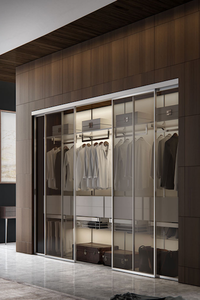 Armoire de chambre à coucher avec porte battante, design simple, panneau OSB, casier, porte jusqu'en haut du placard surélevé, commode contemporaine - Product Image 5