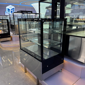 Vitrine à gâteaux commerciale écologique avec système de refroidissement <span class=keywords><strong>ventilé</strong></span>, 2 étagères en verre, façade anti-buée, double verre trempé - Product Image 2