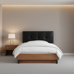 Upholstered <b>Bed</b> <b>Frame</b> With Headboard Engineered Wood Faux Leather Modern Design <b>Queen</b> <b>Size</b> Soft <b>Bed</b> - Product Image 2