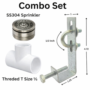 Kit de Pulverización de Agua para Limpieza Solar de Alta Calidad Hydroplus International, Aspersor de Acero Inoxidable, Abrazadera de Perno en U Galvanizada, Conector en T de PVC - Product Image 3