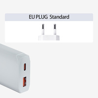 Pengisi Daya Dinding USB A USB C Ganda 65W Adaptor PD Colokan EU US dengan Kabel Micro USB 1M untuk 11/XS/XR/8/7/6/Plus (Putih)