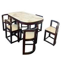Ensemble de table rond en marbre, salle à manger moderne, 8 places et 6 chaises, livraison gratuite