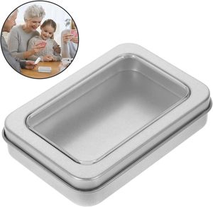Muestras Gratuitas al por Mayor: Caja Metálica Rectangular Plateada de Grado Alimenticio con Bisagras, Personalizable, con Tapa Transparente y Ventana Redonda - Product Image 4