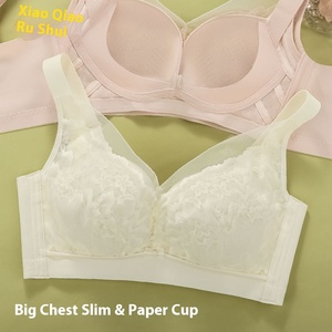 Women Lace Mesh Design Stylish Big Breasts Slimming Breathable Full Cups Adjustable Body Shape <strong>No</strong> Wires Ultra-thin Plus-size <strong>Bra</strong> - Product Image 3