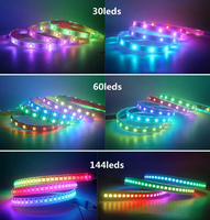 Strip LED WS2812B 5V RGB RGBW SK6812 yang Dapat Diatur Alamatnya, Dapat Diprogram, RGB 30/60/96/144leds/m Pixel LED Light Strip