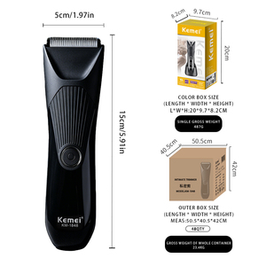 Tondeuse électrique pour poils du pubis <span class=keywords><strong>KEMEI</strong></span> Km-1848 pour hommes et femmes, <span class=keywords><strong>600</strong></span> mAh, étanche IPX7, utilisation humide et sèche, rechargeable, avec base - Product Image 2