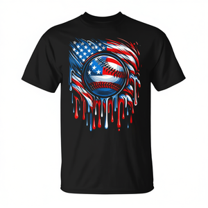T-shirt patriotique de baseball avec drapeau américain, design américain du 4 juillet - Product Image 2