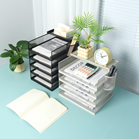 Plateau à documents en métal empilable à 4 niveaux, organiseur de dossiers de bureau, porte-documents pour le bureau