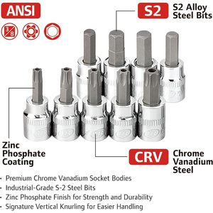 Juego de Herramientas Mecánicas Ingersoll Rand de 205 Piezas, SAE y Métricas, con Enchufe de 1/2 Pulgada, Acero al Cromo Vanadio, Kit de Reparación Automotriz - Product Image 6