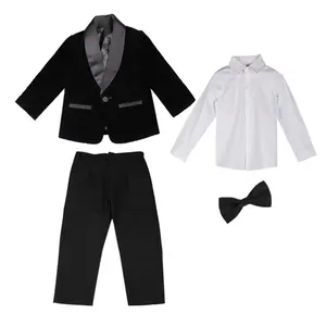 Velvet Suit Page Boy Outfits Boy Formal Wear Children Coat Shirt Pant Pant Designs Wedding Suit 2-10 Year Ring Bearer Boys OEM