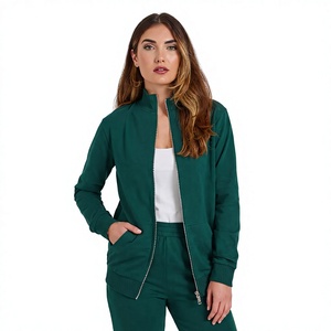 Women's Skinny Fit Zipper Solid <b>Hoodie</b> Polyester Lightweight Full-Length Yoga Fitness Sportswear Jacket Customizable - Product Image 1