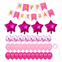 Kit de décoration de ballons Joyeux Anniversaire avec ballons étoiles en feuille d'aluminium et ballons confettis pour fête d'anniversaire