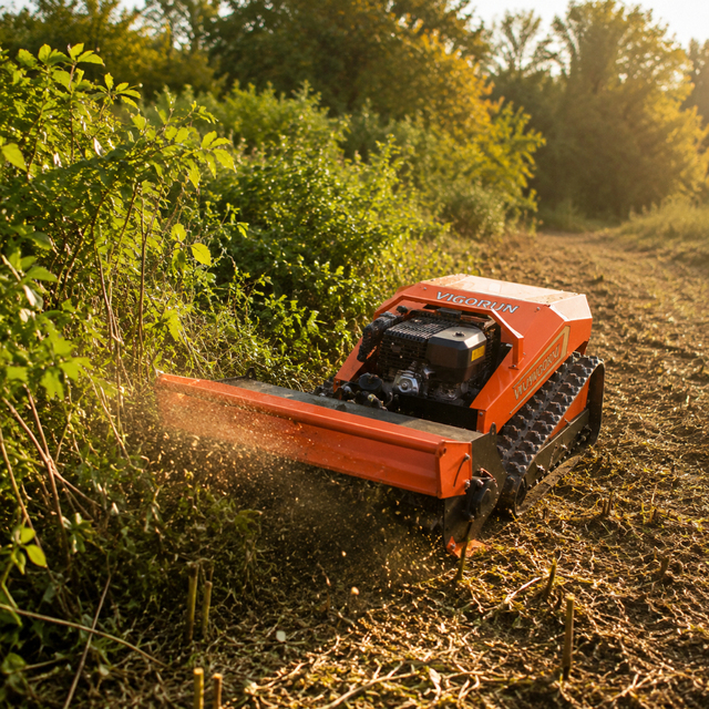Vigorun MTSK800 Gasoline Rechargeable Lawn Mowers Self-Locking Worm Gear CE/EPA Hammer Knife Mower for Steep Slopes