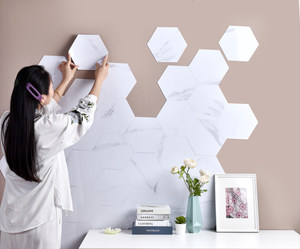 Papel Tapiz Autoadhesivo Hexagonal <span class=keywords><strong>3D</strong></span> Moderno con Textura Realista de Mármol, Adhesivo de Pared Impermeable, Venta al Por Mayor - Product Image 6