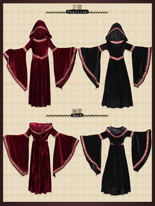 Robe de cour rétro médiévale européenne pour filles Velvet Little Red Riding Hood <span class=keywords><strong>Vampire</strong></span> Costume Halloween Children Renaissance Costume - Product Image 6
