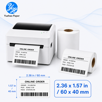 Etiquetas Térmicas Blancas Largas de 60x40mm, Rollo de Etiquetas Térmicas Directas con Revestimiento Superior, Autoadhesivas para Códigos de Barras y Almacenes