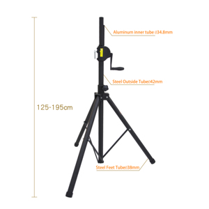 Support de haut-parleur réglable en hauteur WP-162B-2 avec trépied en nylon et manivelle - Product Image 2
