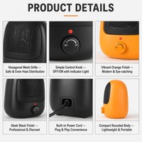 Mini-chauffage portable, chauffage de bureau personnel, petit chauffage compact pour petits espaces, 600W, résistant à la surchauffe, résistant au feu, CE ROHS ERP, maison, bureau