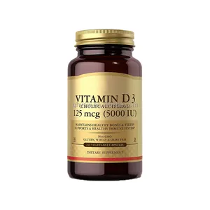 Suplementos de cápsulas de vitamina D3 OEM para ossos saudáveis, dentes, saúde imunológica e função neuromuscular