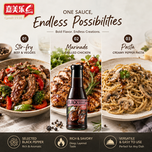 Sauce au poivre noir riche et piquante Camill certifiée BRC, condiment premium pour steak, 350 ml, meilleures sauces, marinades et trempettes, sauce au poivre noir - Product Image 2