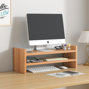 Soporte de Madera para Monitor de Escritorio, Estante de Oficina, Caja de Almacenamiento de 2 Niveles, Tipo Rectangular - Product Image 3