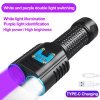 Lampu ganda P50 fluoresensi 2 dalam 1 senter lampu hitam Ultraviolet aluminium isi ulang