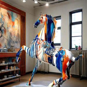 Scultura in Resina Realistica Personalizzata con Graffiti Dipinti Cavallo Arte Creativa per Esterni - Product Image 1