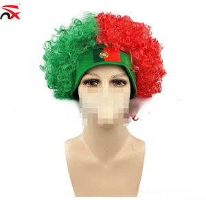 Peluca <span class=keywords><strong>Afro</strong></span> Rizada Blanca y Roja Más Vendida, Artículos <span class=keywords><strong>para</strong></span> Fiestas y Eventos Deportivos, Peluca con la Bandera de Italia <span class=keywords><strong>para</strong></span> Aficionados al Fútbol - Product Image 5